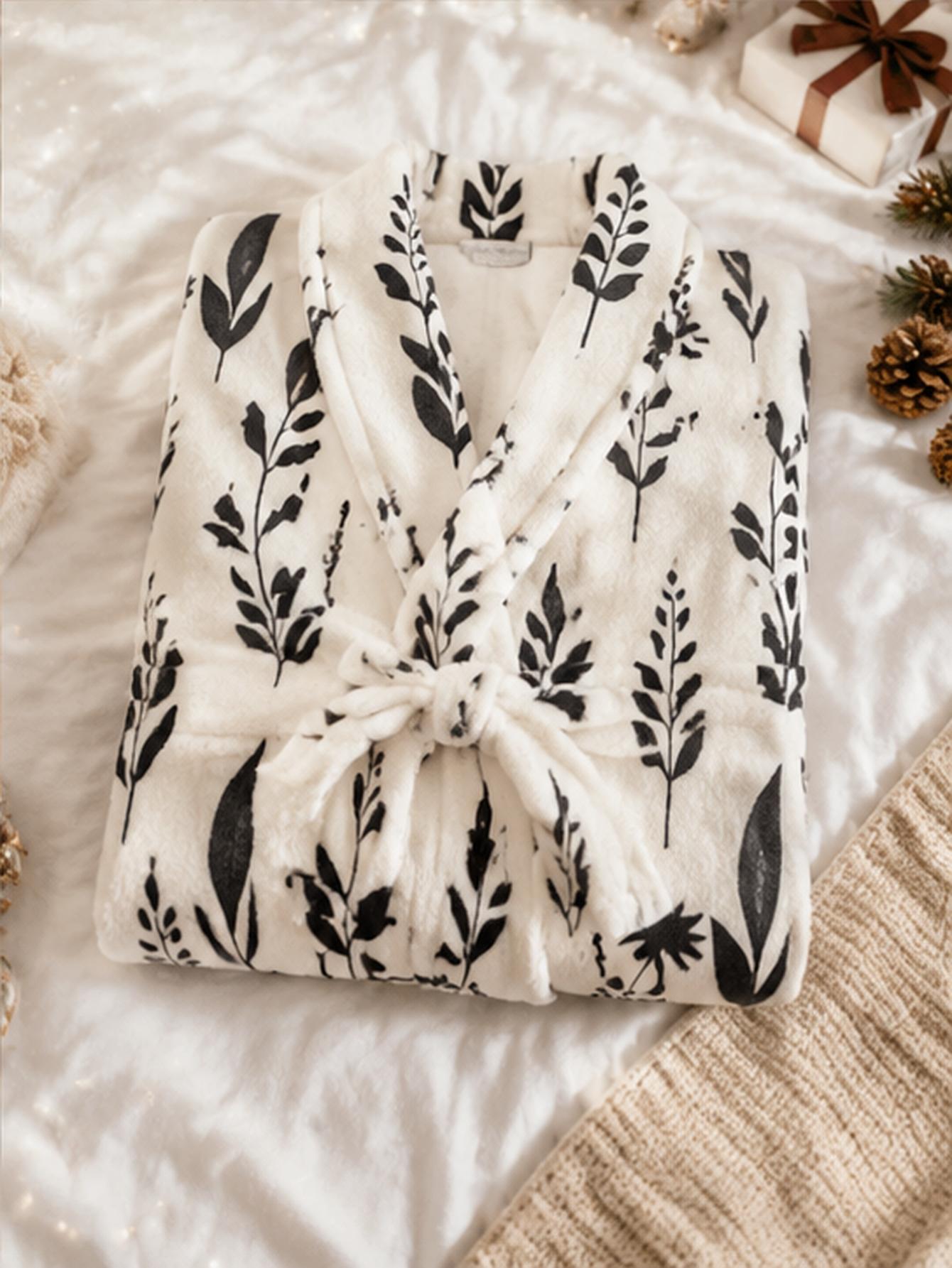 Women Plus Size Black Leaf Bot - Bathrobe recension och pris